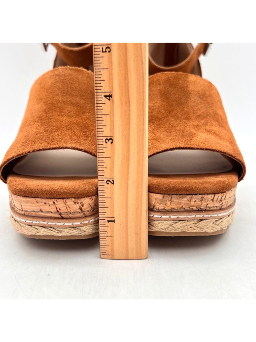 Dolce Vita Wedge Espadrille Sandals Brown Suede Open Toe Size 9 Cork & Jute Rope - Picture 5 of 13